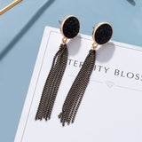 Statement Earrings For Women Black Arcylic Gold Geometric Tassel Drop Earings