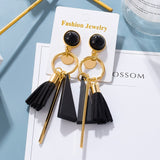 Statement Earrings For Women Black Arcylic Gold Geometric Tassel Drop Earings