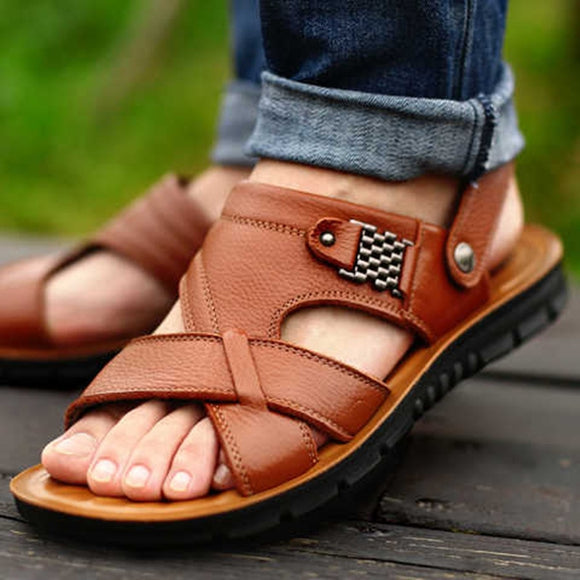 Men Leather Sandals Summer Classic