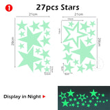 Luminous Moon and Stars Wall Stickers for Kids Room Baby Nursery Home Decoration Wall Decals Glow in the Dark Bedroom Ceiling