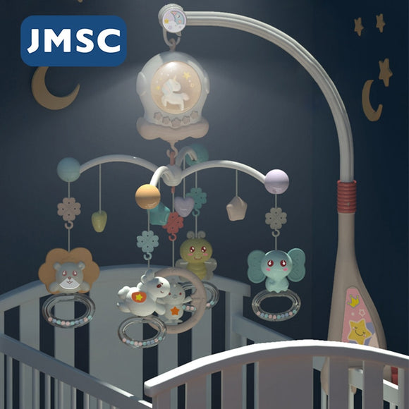 JMSC Baby Crib Remote Mobiles Rattles Music Educational Toys Rotating Bed Bell Nightlight Rotation Carousel Cots 0-12M Newborns