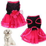 Pet Dog Rose Flower Gauze Dress Skirt Puppy  Princess Clothes Apparel