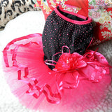 Pet Dog Rose Flower Gauze Dress Skirt Puppy  Princess Clothes Apparel