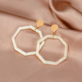 Statement Earrings for women White Cute Arcylic Geometric Dangle Drop Gold Earings