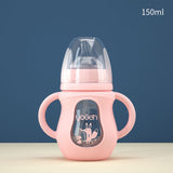 Glass Baby Bottle Silicone Straw Water Drink Bottles For Baby Milk Feeder Set Baby Feeding Bottle Newborn Baby Bottle Spoon