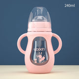 Glass Baby Bottle Silicone Straw Water Drink Bottles For Baby Milk Feeder Set Baby Feeding Bottle Newborn Baby Bottle Spoon