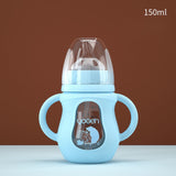 Glass Baby Bottle Silicone Straw Water Drink Bottles For Baby Milk Feeder Set Baby Feeding Bottle Newborn Baby Bottle Spoon