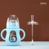 Glass Baby Bottle Silicone Straw Water Drink Bottles For Baby Milk Feeder Set Baby Feeding Bottle Newborn Baby Bottle Spoon