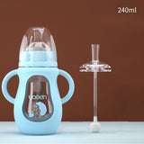 Glass Baby Bottle Silicone Straw Water Drink Bottles For Baby Milk Feeder Set Baby Feeding Bottle Newborn Baby Bottle Spoon