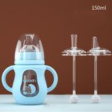 Glass Baby Bottle Silicone Straw Water Drink Bottles For Baby Milk Feeder Set Baby Feeding Bottle Newborn Baby Bottle Spoon