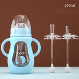 Glass Baby Bottle Silicone Straw Water Drink Bottles For Baby Milk Feeder Set Baby Feeding Bottle Newborn Baby Bottle Spoon