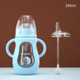 Glass Baby Bottle Silicone Straw Water Drink Bottles For Baby Milk Feeder Set Baby Feeding Bottle Newborn Baby Bottle Spoon