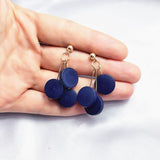 Dangle Drop Earrings Hot Three Round Wooden Hanging Earrings  Statement Earrings For Women