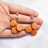 Dangle Drop Earrings Hot Three Round Wooden Hanging Earrings  Statement Earrings For Women