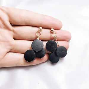 Dangle Drop Earrings Hot Three Round Wooden Hanging Earrings  Statement Earrings For Women