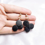 Dangle Drop Earrings Hot Three Round Wooden Hanging Earrings  Statement Earrings For Women