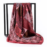 Silk Scarf Women Print Hair Neck Square Scarves Office Ladies Shawl Bandanna 90X90CM Muslim Hijab Handkerchief Muffler Foulard