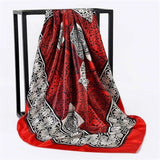 Silk Scarf Women Print Hair Neck Square Scarves Office Ladies Shawl Bandanna 90X90CM Muslim Hijab Handkerchief Muffler Foulard