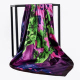 Silk Scarf Women Print Hair Neck Square Scarves Office Ladies Shawl Bandanna 90X90CM Muslim Hijab Handkerchief Muffler Foulard