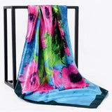 Silk Scarf Women Print Hair Neck Square Scarves Office Ladies Shawl Bandanna 90X90CM Muslim Hijab Handkerchief Muffler Foulard