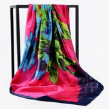 Silk Scarf Women Print Hair Neck Square Scarves Office Ladies Shawl Bandanna 90X90CM Muslim Hijab Handkerchief Muffler Foulard