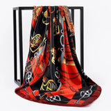 Silk Scarf Women Print Hair Neck Square Scarves Office Ladies Shawl Bandanna 90X90CM Muslim Hijab Handkerchief Muffler Foulard