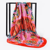 Silk Scarf Women Print Hair Neck Square Scarves Office Ladies Shawl Bandanna 90X90CM Muslim Hijab Handkerchief Muffler Foulard