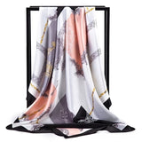 Silk Scarf Women Print Hair Neck Square Scarves Office Ladies Shawl Bandanna 90X90CM Muslim Hijab Handkerchief Muffler Foulard