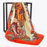 Silk Scarf Women Print Hair Neck Square Scarves Office Ladies Shawl Bandanna 90X90CM Muslim Hijab Handkerchief Muffler Foulard