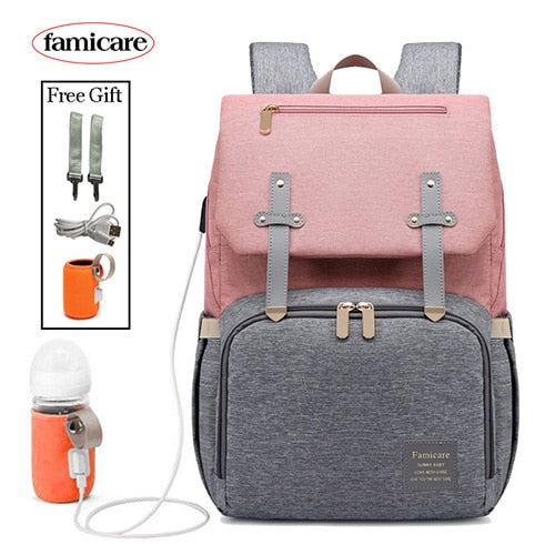 New Mummy Diaper Bag Baby Stroller Backpack USB Charging Waterproof Oxford Women Handbag Maternity Nursing Nappy Travel Knapsack