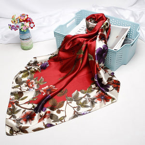 2020 Fashion Head Scarf Headwraps for Women Silk Scarf Female Satin Print 90*90cm Small Square Sunscreen Scarf Bandana