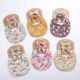 3Pcs Baby Headband Tassel Saliva Towel Floral Print Newborn Double Side Bibs Boys Girls Bandana Burp Cloths Feeding Smock Stuff