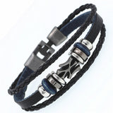 Braided Wrap Leather Bracelets for Men Vintage Life Tree Rudder Charm Wood Beads Ethnic Tribal Wristbands