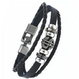 Braided Wrap Leather Bracelets for Men Vintage Life Tree Rudder Charm Wood Beads Ethnic Tribal Wristbands