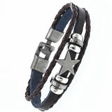 Braided Wrap Leather Bracelets for Men Vintage Life Tree Rudder Charm Wood Beads Ethnic Tribal Wristbands