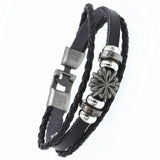 Braided Wrap Leather Bracelets for Men Vintage Life Tree Rudder Charm Wood Beads Ethnic Tribal Wristbands