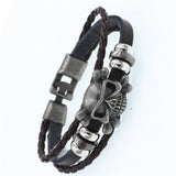 Braided Wrap Leather Bracelets for Men Vintage Life Tree Rudder Charm Wood Beads Ethnic Tribal Wristbands