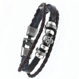 Braided Wrap Leather Bracelets for Men Vintage Life Tree Rudder Charm Wood Beads Ethnic Tribal Wristbands