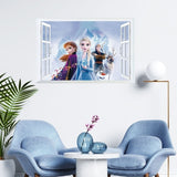 Cartoon diy frozen princess Elsa Anna wall stickers girl Children room background decoration removable kids bedroom poster decal