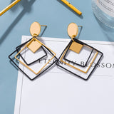 Statement Earrings For Women Black Arcylic Gold Geometric Tassel Drop Earings