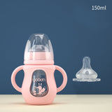 Glass Baby Bottle Silicone Straw Water Drink Bottles For Baby Milk Feeder Set Baby Feeding Bottle Newborn Baby Bottle Spoon