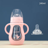 Glass Baby Bottle Silicone Straw Water Drink Bottles For Baby Milk Feeder Set Baby Feeding Bottle Newborn Baby Bottle Spoon