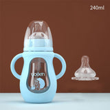 Glass Baby Bottle Silicone Straw Water Drink Bottles For Baby Milk Feeder Set Baby Feeding Bottle Newborn Baby Bottle Spoon