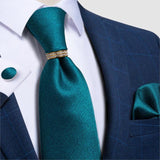 Men Tie Gold, Tie Ring Hanky Cufflink Silk Tie Set