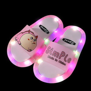 Footwear Luminous Jelly Summer Children's LED Slipper Girls Slippers PVC Non-slip  Beach Sandals Kids Home Bathroom Blue