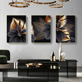 Black Golden Plant Leaf Canvas Poster