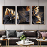 Black Golden Plant Leaf Canvas Poster