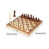 Wooden Chess Set. Large Board With 34 Chess Pieces