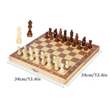 Wooden Chess Set. Large Board With 34 Chess Pieces