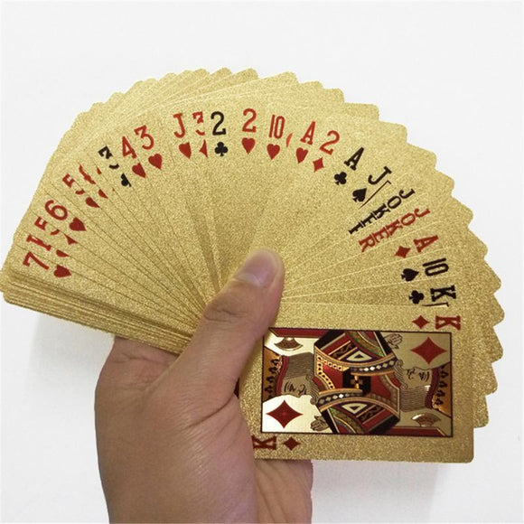 24K Gold, silver Playing Cards.  Plastic Poker Game Deck.  Waterproof Card